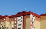 Флаг Украины на доме ЗДСК в Запорожье