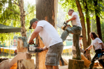 Создание деревянных скульптур в парке Дубовая роща (Запорожье)