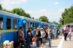 Очереди желающих прокатиться на поезде на ДЖД в Запорожье