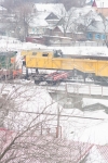 Сброс снега с поезда в Запорожье