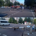 Заваленный столб возле администарции Шевченковского района (Запорожье)